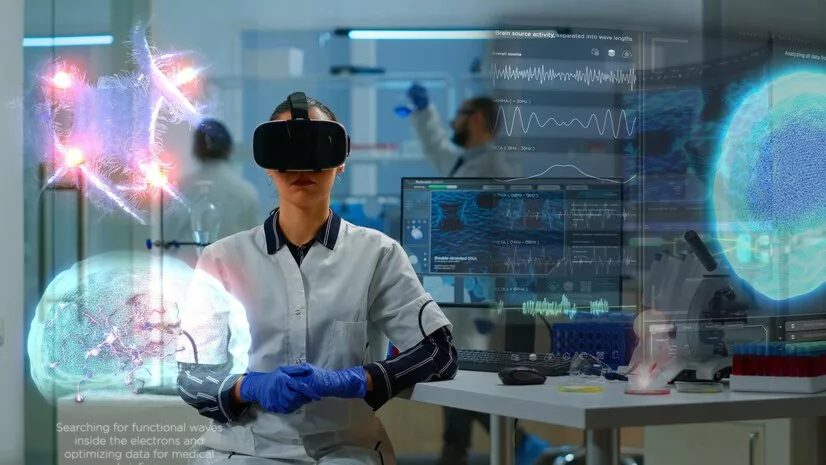 a woman in a virtual lab